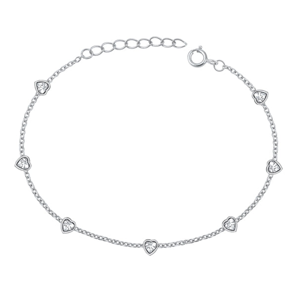 PULSERA DE PLATA CON CIRCONITAS CÚBICAS - CORAZÓN