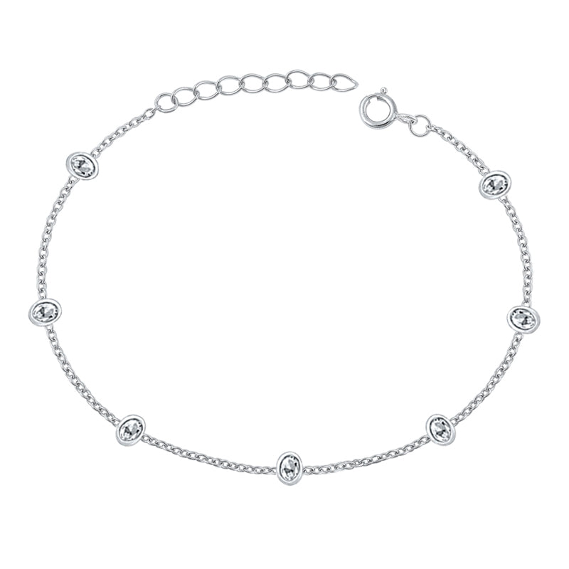 PULSERA OVALADA DE PLATA CON CIRCONITAS CÚBICAS