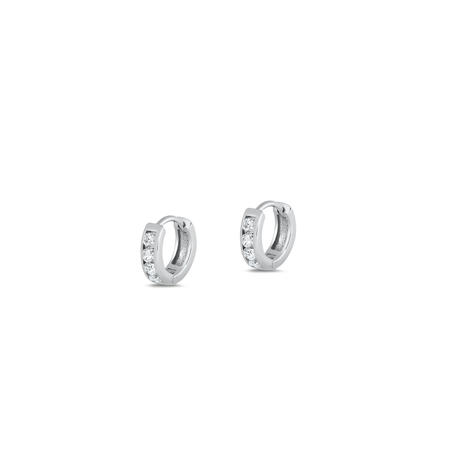 PENDIENTES DE ARO PEQUEÑOS DE PLATA CON CIRCONITAS CÚBICAS