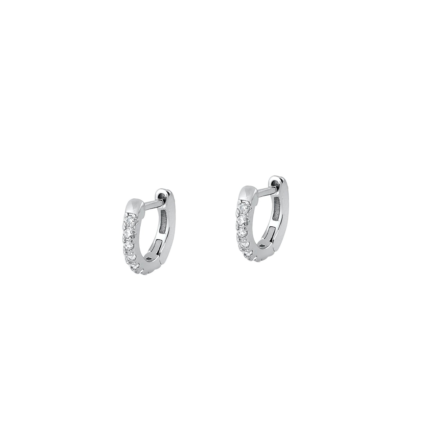 PENDIENTES DE ARO PEQUEÑOS DE PLATA CON CIRCONITAS CÚBICAS