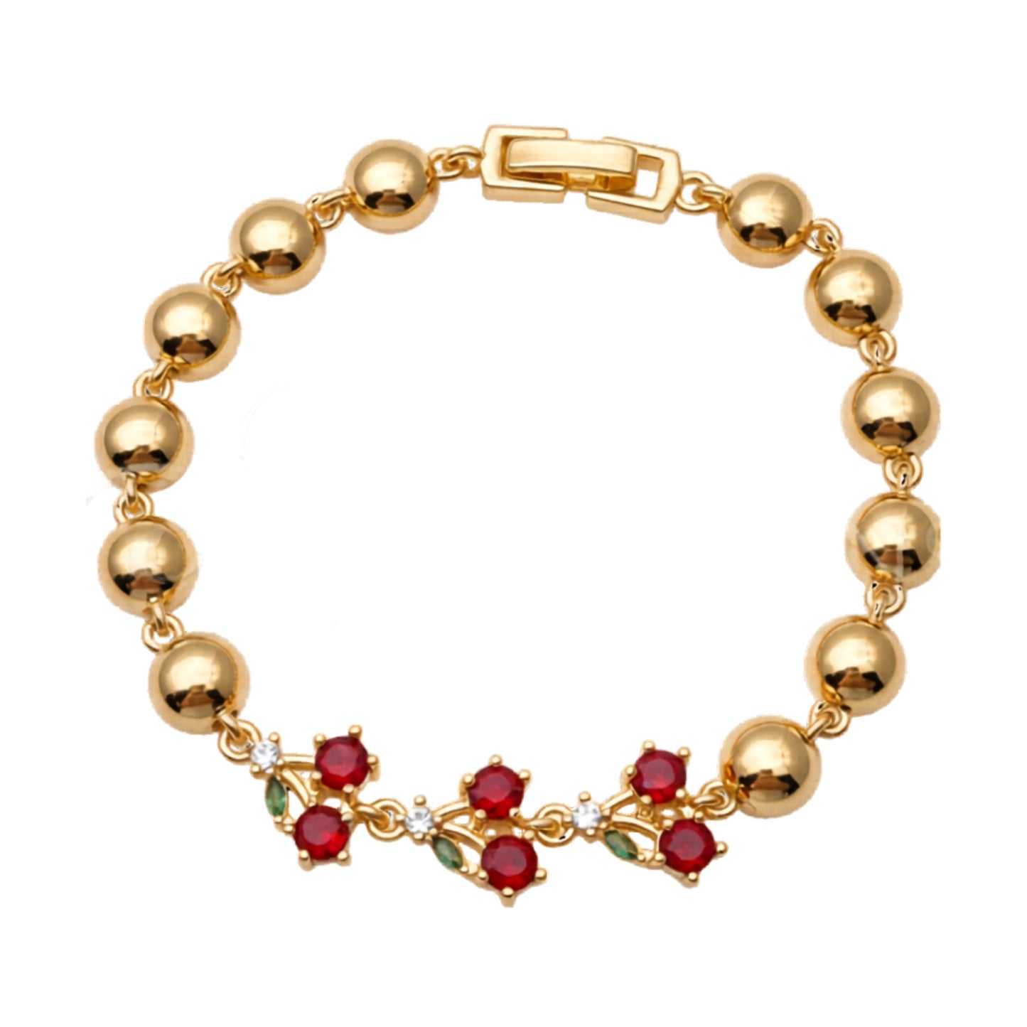 PULSERA CON GRANATE Y CIRCONITA VERDE