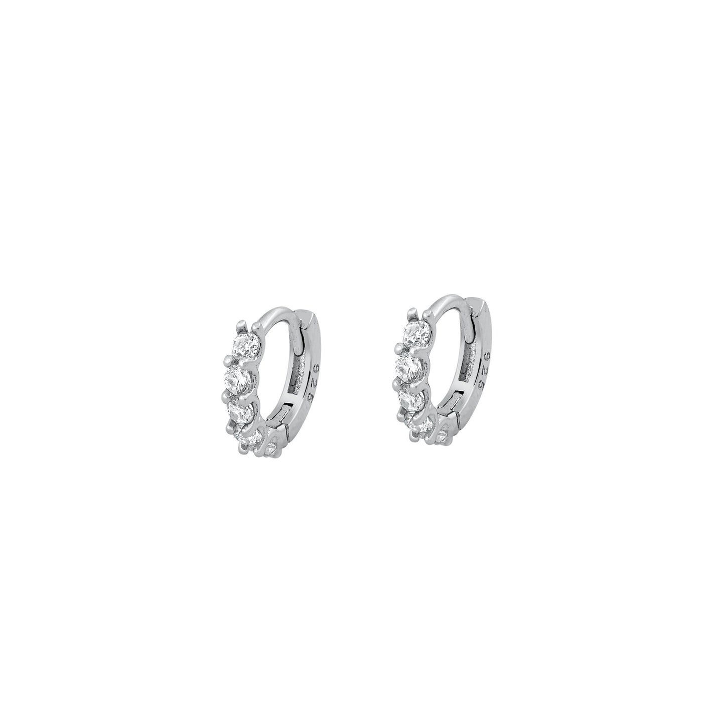 PENDIENTES DE ARO PEQUEÑOS DE PLATA CON CIRCONITAS CÚBICAS