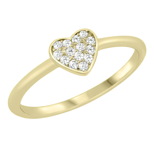 ANILLO DE PLATA CON CIRCONITAS CÚBICAS EN FORMA DE CORAZÓN