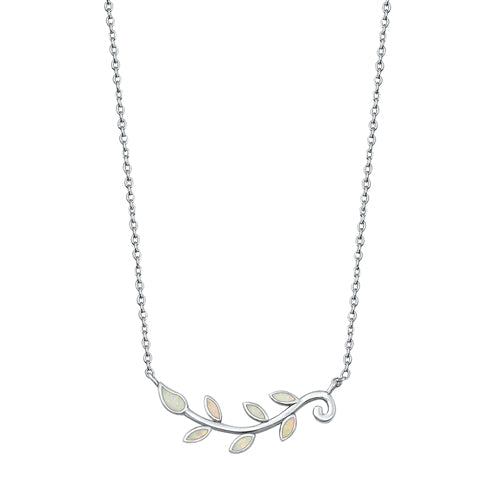 COLLAR DE PLATA CON ÓPALO SINTÉTICO - RAMA DE ÁRBOL